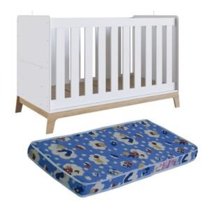 Fazendo o Enxoval para Bebê 2 Completa MC3B3veis BerC3A7o Mini Cama Com Colchao 130x60 Favo de Mel FM011 Branco Completa Moveis 3307 5040001 1 zoom